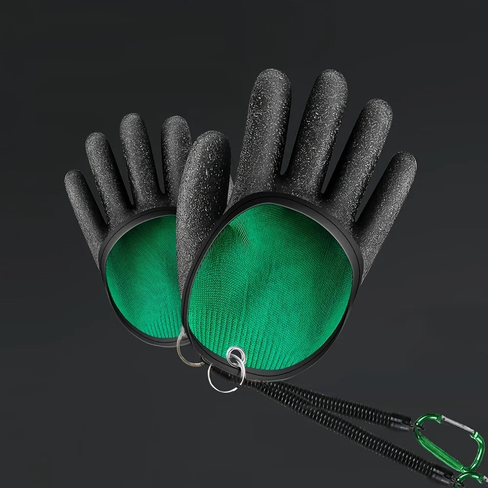 1 Pair Non-Slip Fishing Gloves with Lanyard, Waterproof Saltwater Fishing Gloves-Fishing-Specific Design, Essential Fishing Gear
