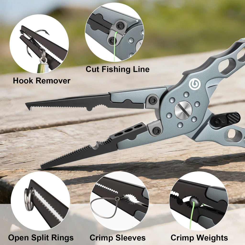 Fishing Tool Set Fishing Gear Fish Lip Gripper 12cm Fishing Scissors 20cm Fishing Pliers with Lanyard Fishing Tool Accessories