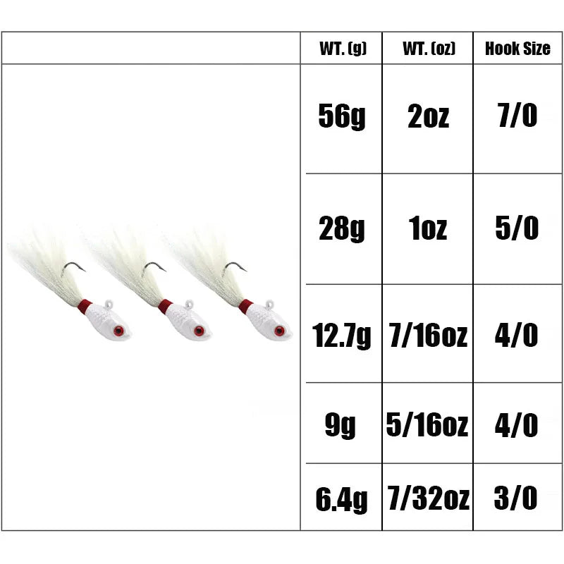3-Piece Bucktail Jig Heads