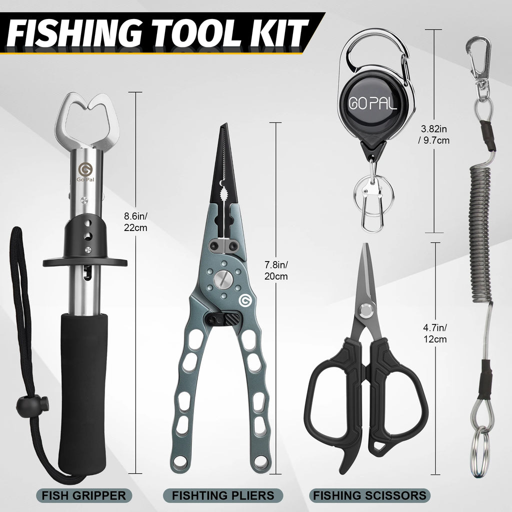 Fishing Tool Set Fishing Gear Fish Lip Gripper 12cm Fishing Scissors 20cm Fishing Pliers with Lanyard Fishing Tool Accessories