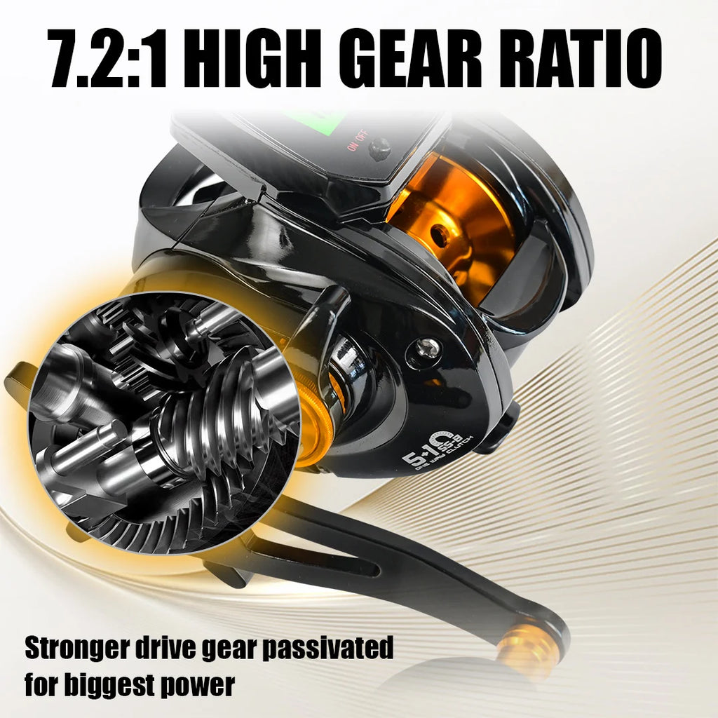 10kg high capacity saltwater fishing wheel large LED screen 7.2:1 high speed gear ratio combined alarm electronic counting reel