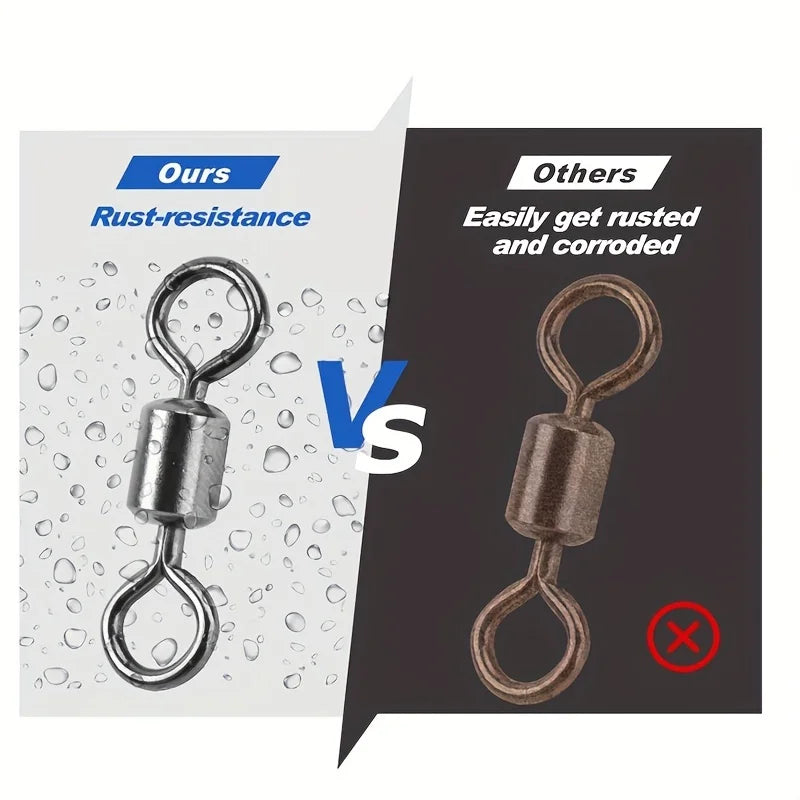 100pcs Swivel Fishing Gear, Stainless Steel Gear, for Seawater and Freshwater Fishing