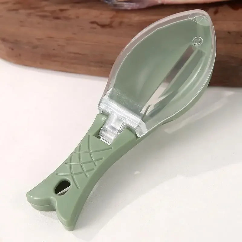 Fish Scales Graters Scraper Fish Cleaning Tool Scraping Scales Device with Cover Home Fishing Cleaning Peeler Kitchen Tool