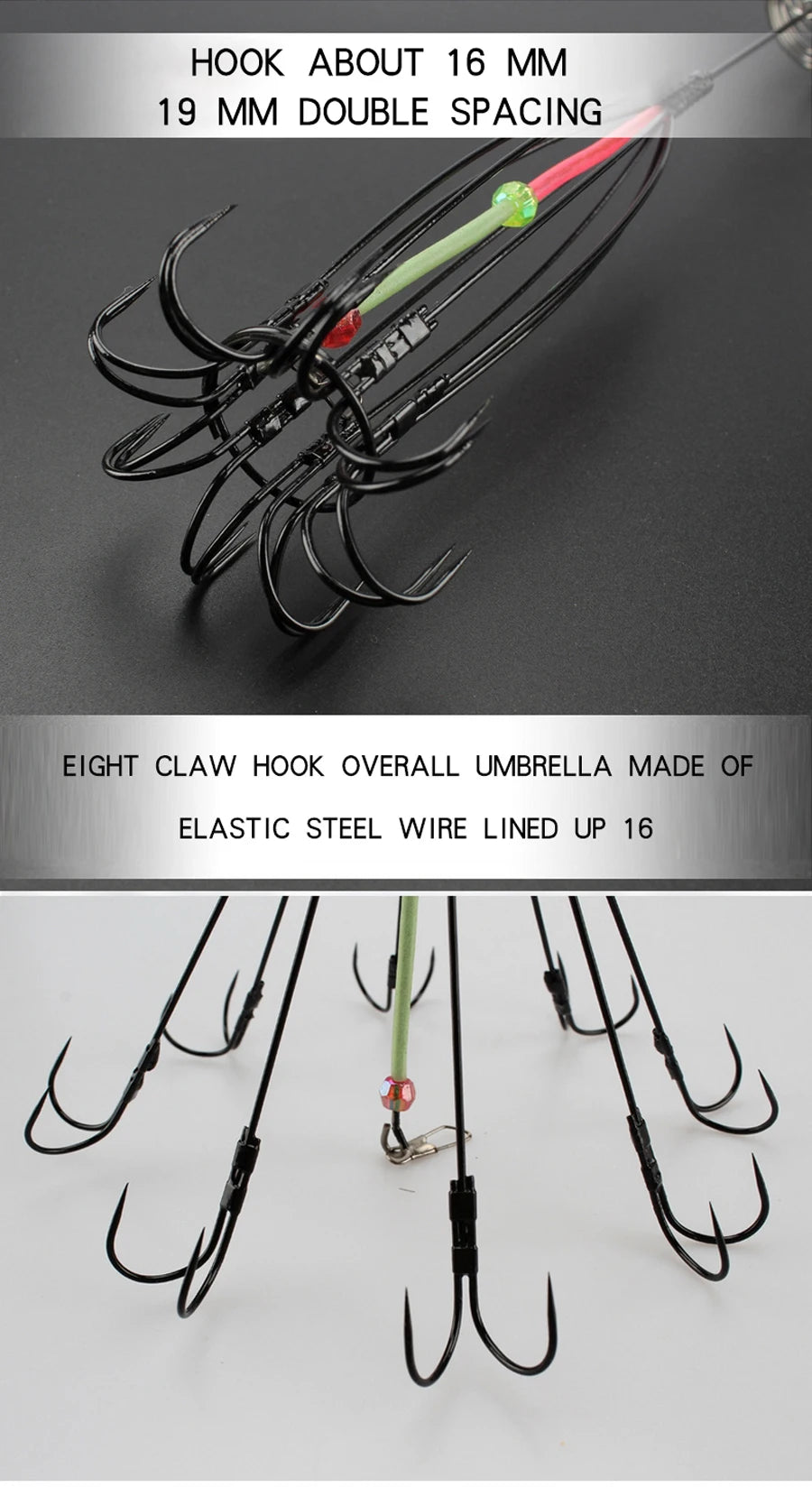 Fishing Accessories 8 Claw 16 Hooks Squid Bait Trap Cage Fishing Lure Cages Octopus Hook Trap Basket Fishing Gear Tools Tackle