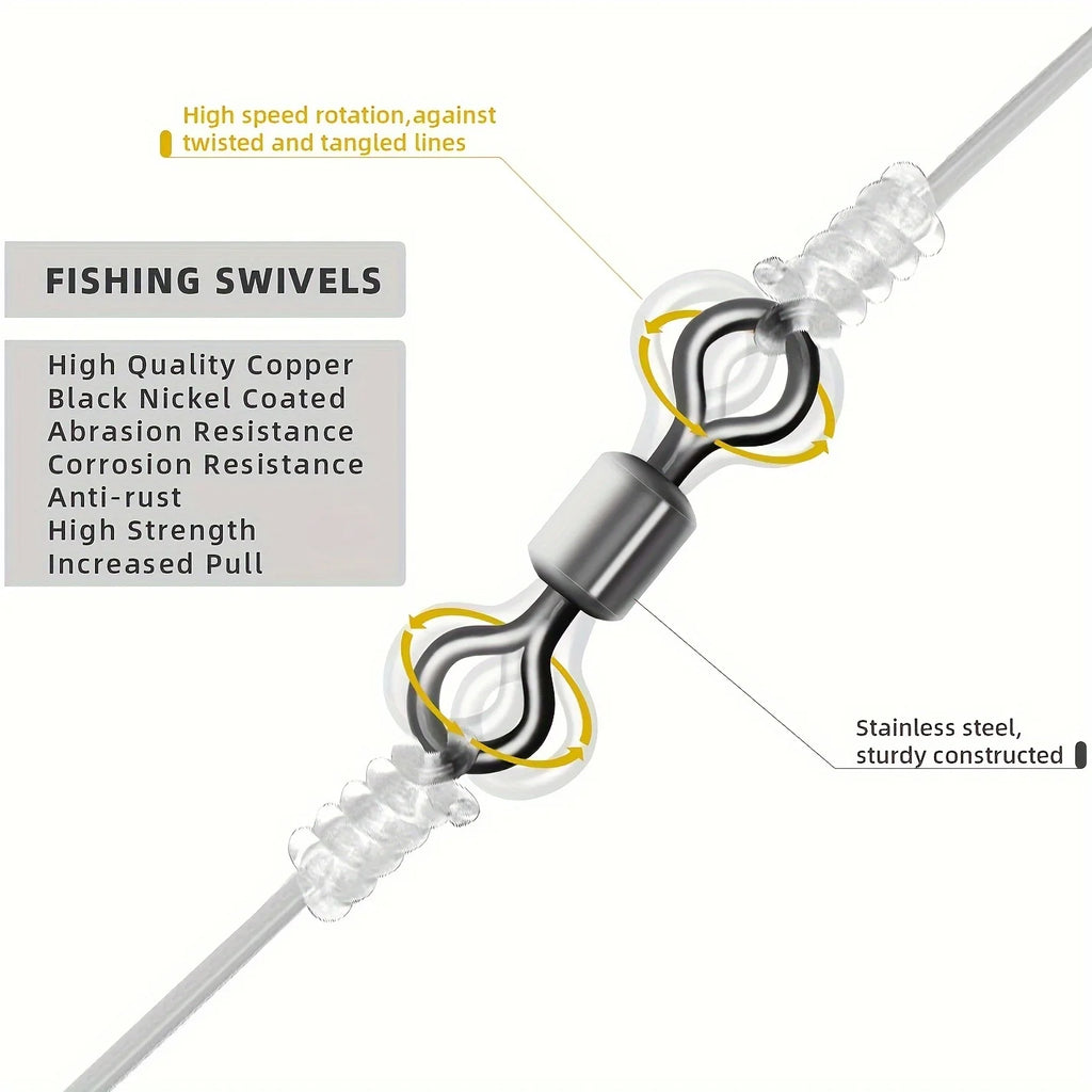 100pcs Swivel Fishing Gear, Stainless Steel Gear, for Seawater and Freshwater Fishing