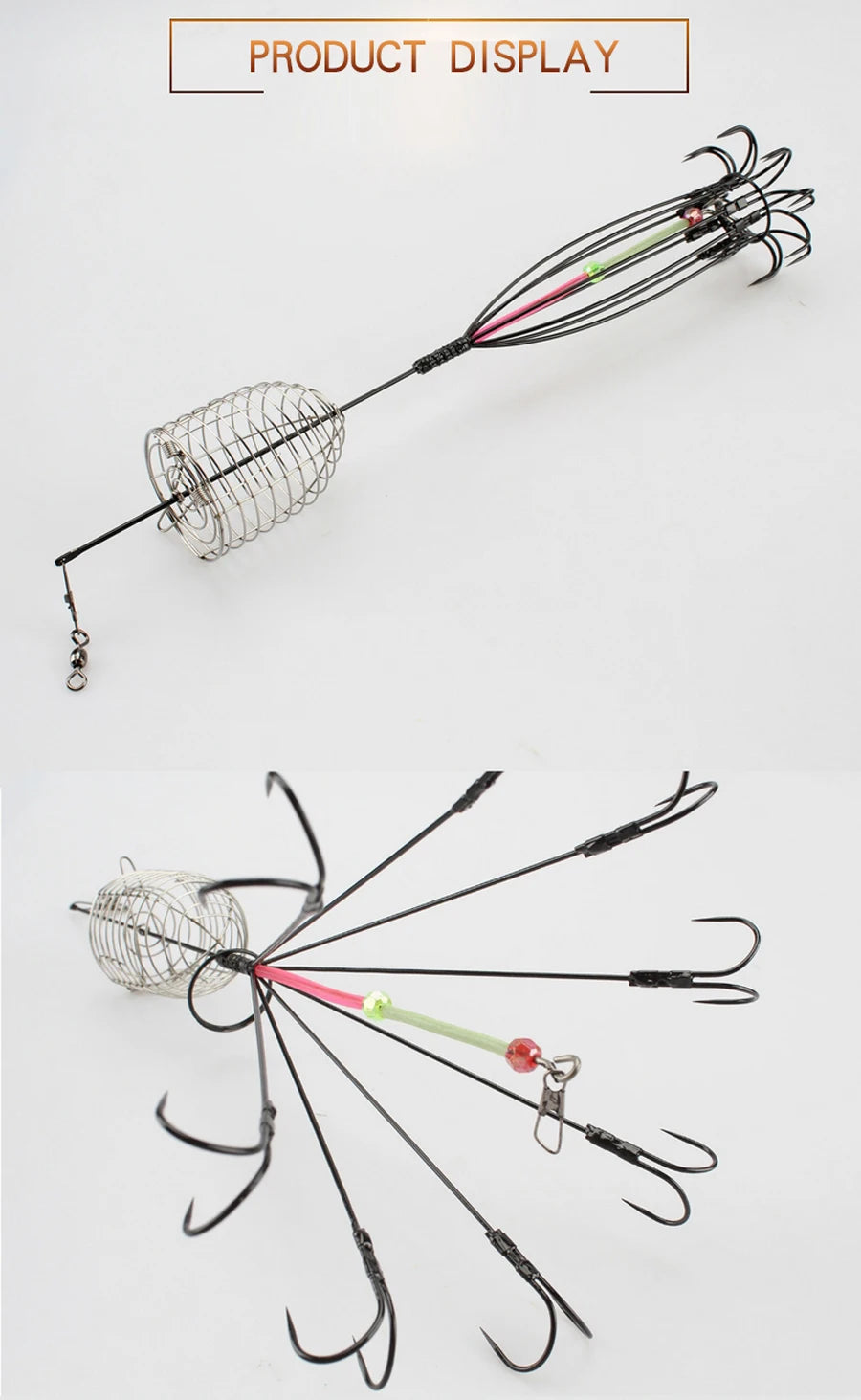 Fishing Accessories 8 Claw 16 Hooks Squid Bait Trap Cage Fishing Lure Cages Octopus Hook Trap Basket Fishing Gear Tools Tackle
