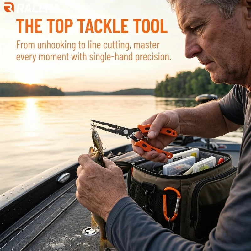 Lure Fishing Gear Equipment: Fish Gripper, Split Ring Fishing Pliers, Pliers Sheath, Retention Rope, Fishing Tackle Stuff Kit
