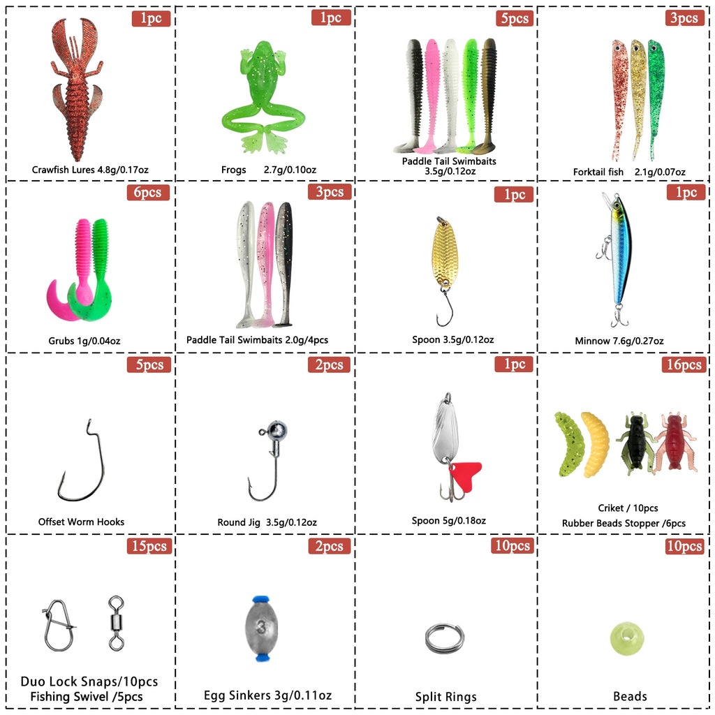 Fishing 83/133/193/239/409pcs Fishing Lure Kit For Trout/Pike/Bass Multi-Lure Fishing Set Layered Tackle Pro Gear Tackle Box
