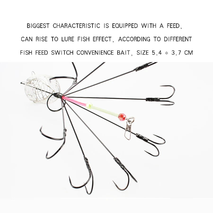 Fishing Accessories 8 Claw 16 Hooks Squid Bait Trap Cage Fishing Lure Cages Octopus Hook Trap Basket Fishing Gear Tools Tackle