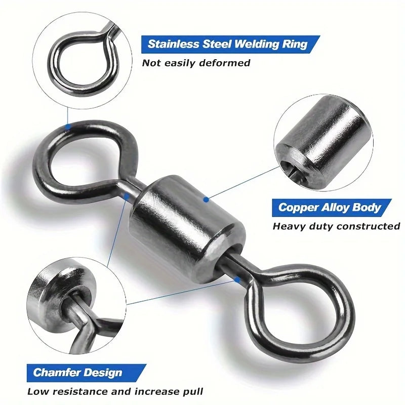 100pcs Swivel Fishing Gear, Stainless Steel Gear, for Seawater and Freshwater Fishing