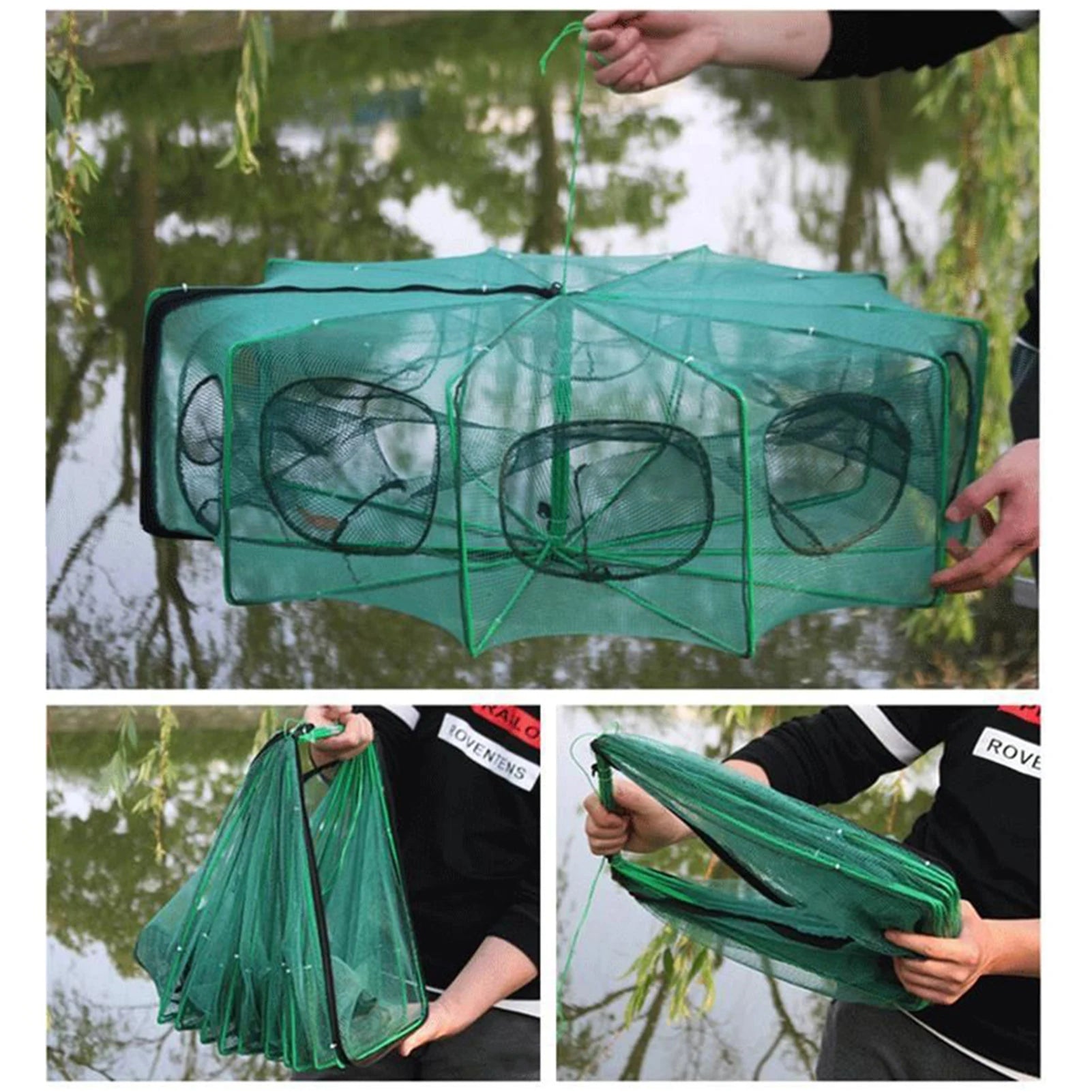 Fishing Trap Catcher Tool Fishing Net Cage for Pond River Creek Outdoor Aquaculture Shrimp Eel Fish Durable Mesh Gear