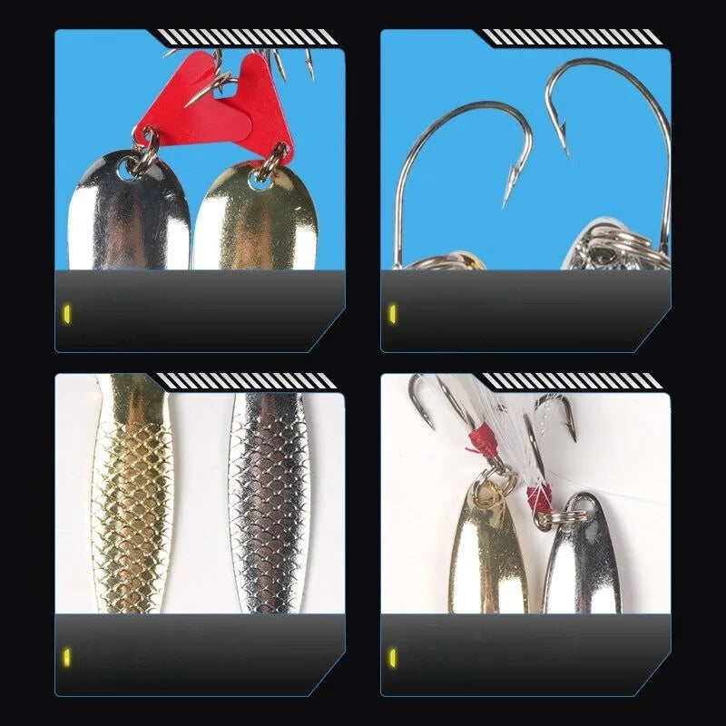 Fishing Lure Kit 16 Pcs Sets Trolling Jigging Lure Metal Spoon For Bass Pike Crank Tackle Accessories With Box Wobblers Kit