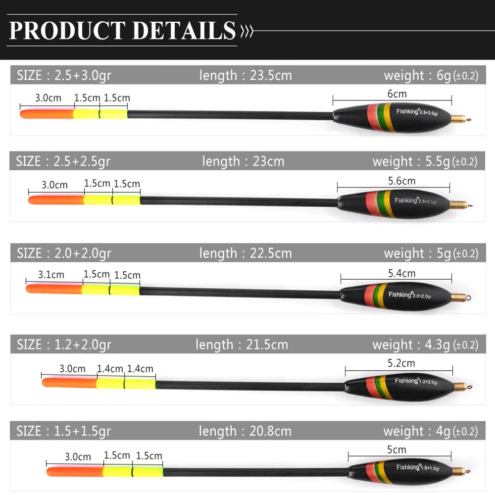 5 Pieces of Outdoor Fishing Gear Accessories for Fishing Float with Lead Shirt Wood, Large Buoyancy, and Thickened Tail