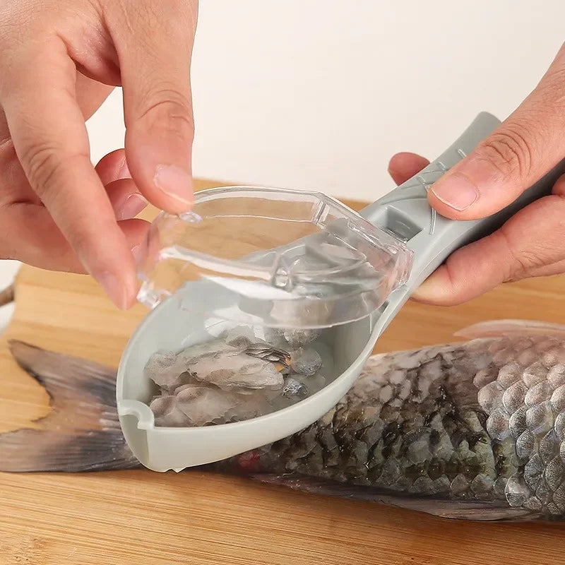 Fish Scales Graters Scraper Fish Cleaning Tool Scraping Scales Device with Cover Home Fishing Cleaning Peeler Kitchen Tool