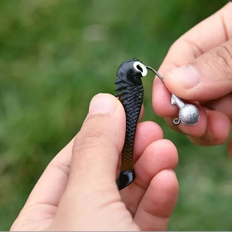 40pcs/lot Soft Lure Kit Soft Fishing Lure 5cm 3.5g Jig Head Hook with Fishing Tackle Box Pesca