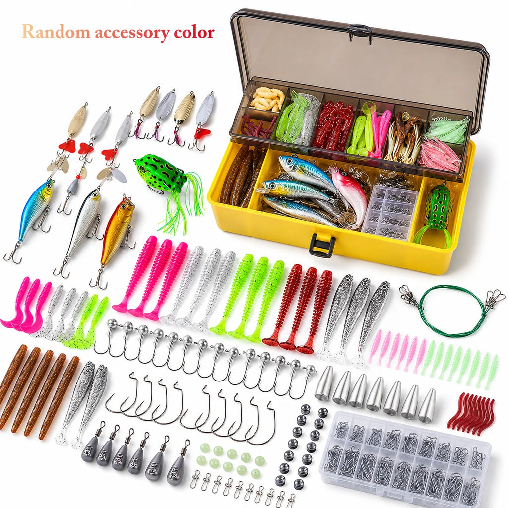 302Pcs Baits Fishing Lures Fishing Gear Lures Kit Multi-Lure Fishing Set for Fresh/Deep Water Bass Pesca