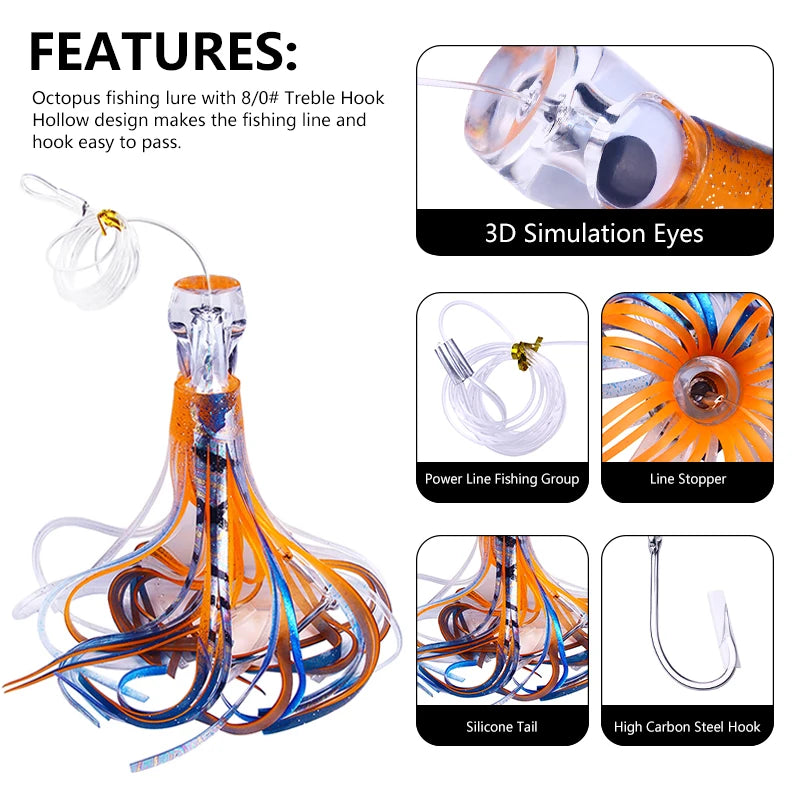 6-Piece Octopus Skirt Lure Set