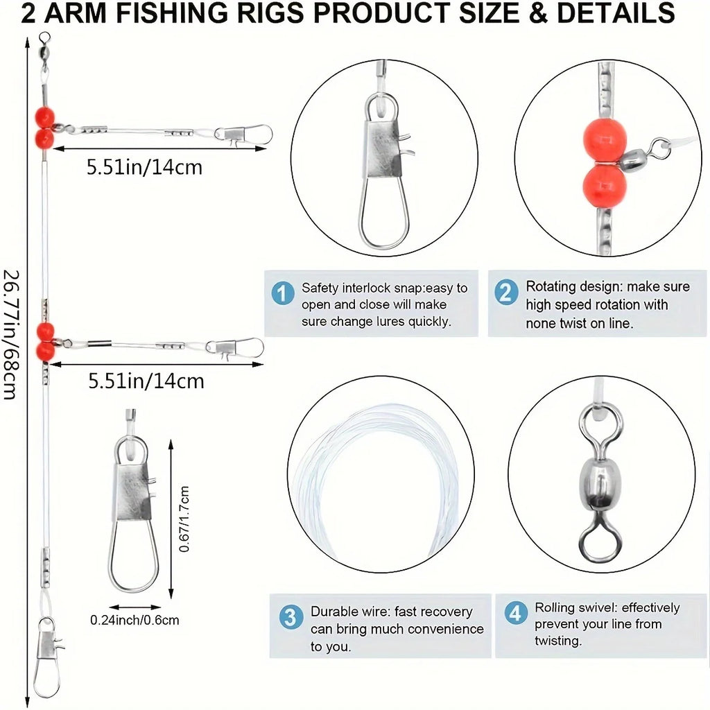 18PCS Fishing Leaders,Saltwater Tackle Rig with Swivels Snap, High-Strength Fishing Wire Gear Equipment for Lures Bait