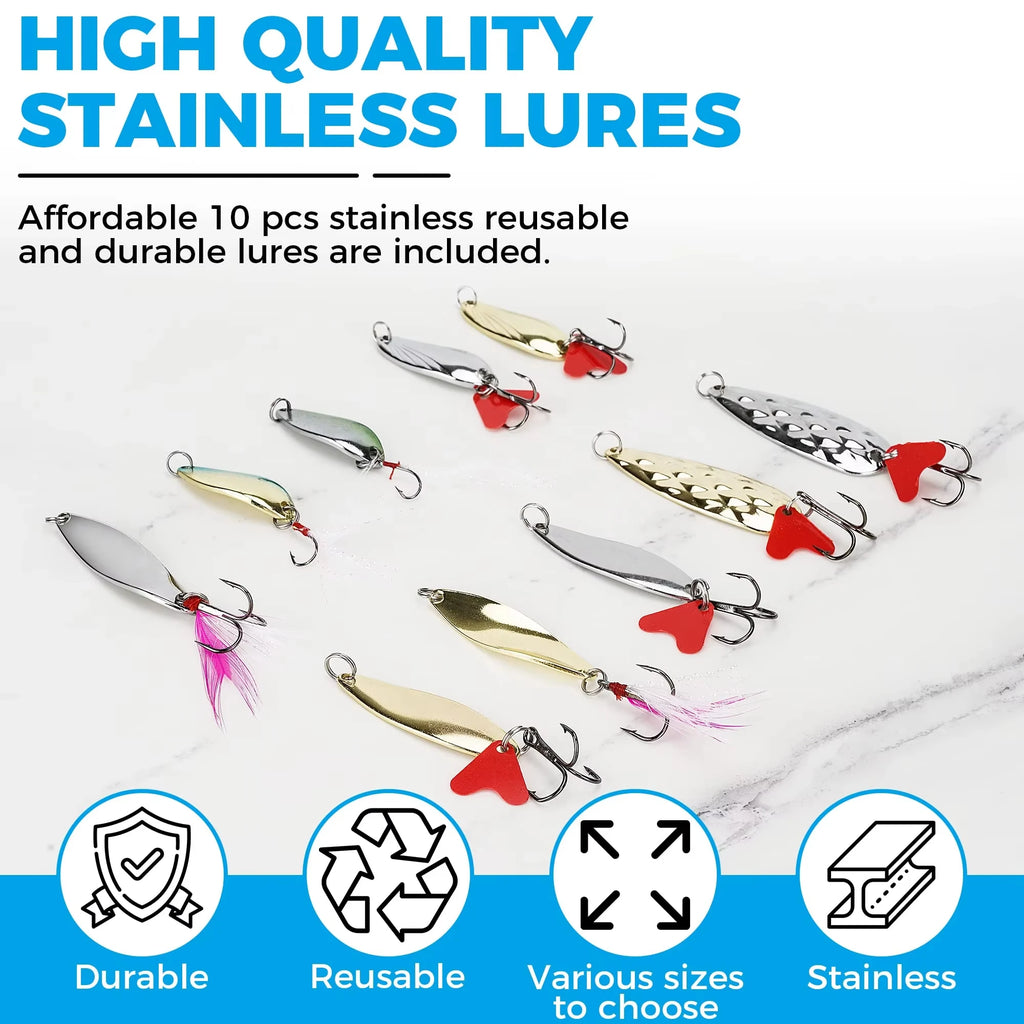 302Pcs Baits Fishing Lures Fishing Gear Lures Kit Multi-Lure Fishing Set for Fresh/Deep Water Bass Pesca