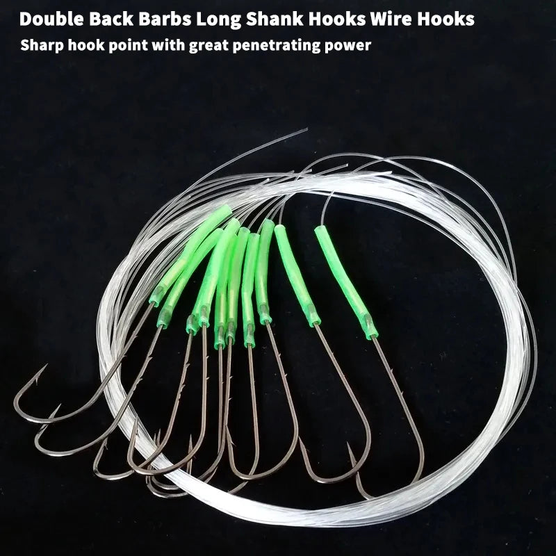 PD Fishing Gear Sea Fishing Double Back Barbs Long Shank Hooks Wire Hooks Hand Tied Hooks Sea Fishing Boat