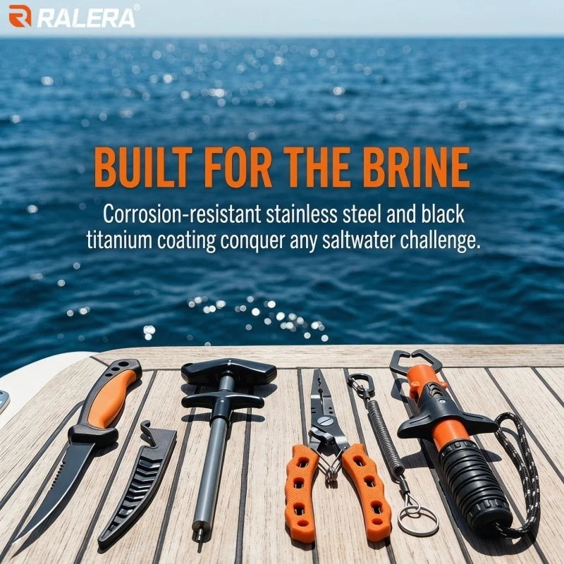 Lure Fishing Gear Equipment: Fish Gripper, Split Ring Fishing Pliers, Pliers Sheath, Retention Rope, Fishing Tackle Stuff Kit