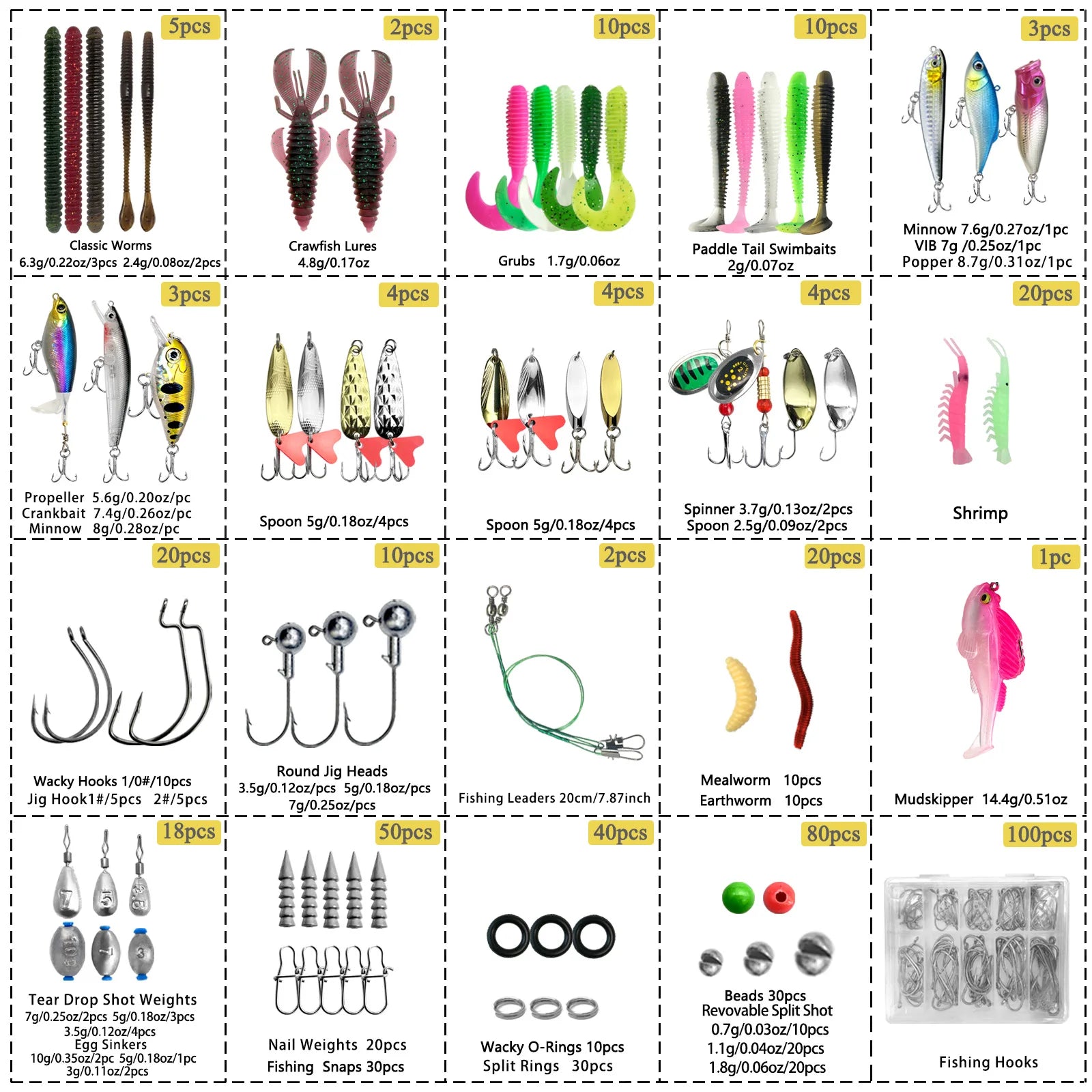 Fishing 83/133/193/239/409pcs Fishing Lure Kit For Trout/Pike/Bass Multi-Lure Fishing Set Layered Tackle Pro Gear Tackle Box