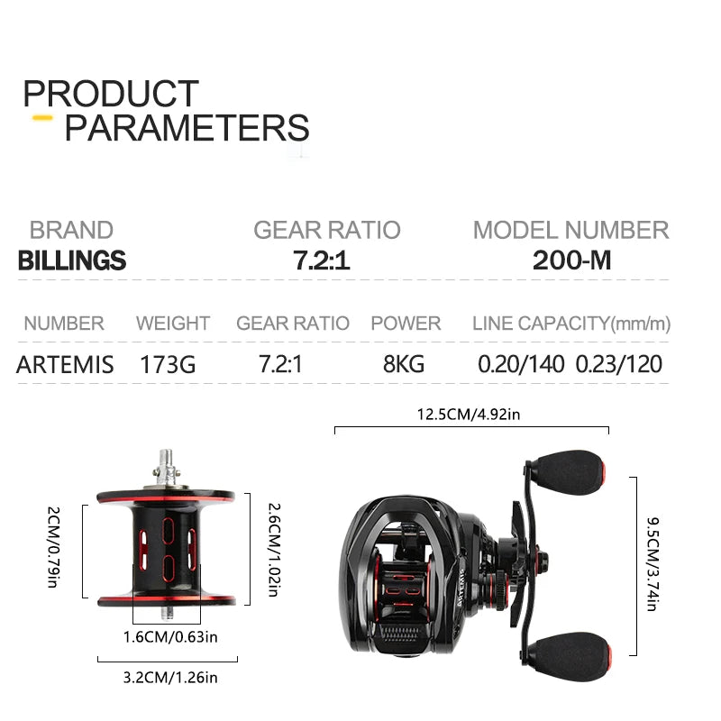 BILLINGS 7.2:1 Baitcasting Reel