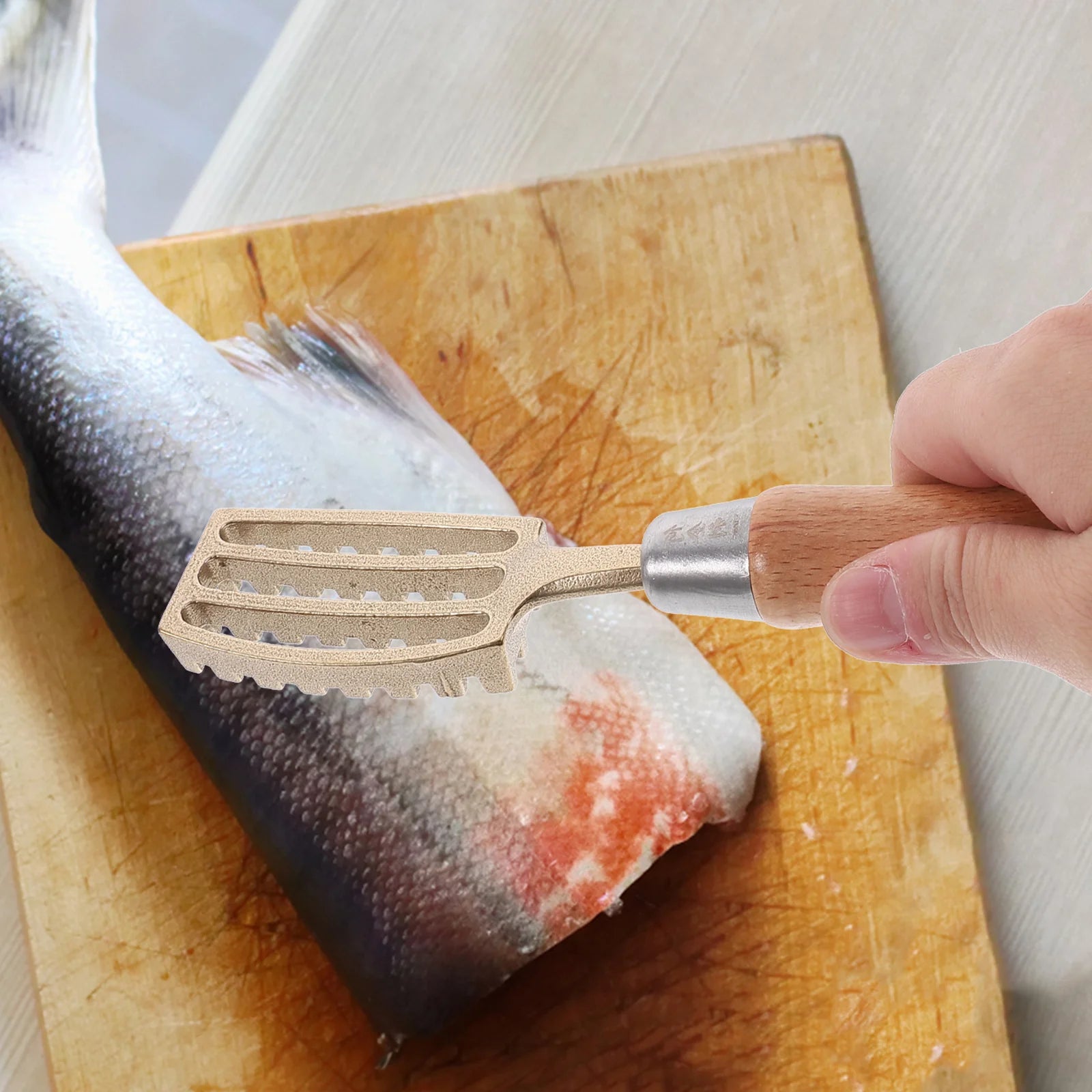 Brass Fish Fish Scale Scraper Scale Scraper Fish Scale Remover Seafood Tool Kitchen Gadget Fish Cleaning Device