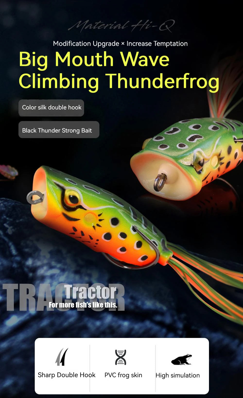 Frog Fishing Lures Gamakatsu Hook Long Cast Topwater Artificial Bait 16g Tractor Popper Lure Catch Pike Snakehead Fish Bass