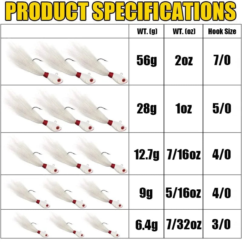 3-Piece Bucktail Jig Heads