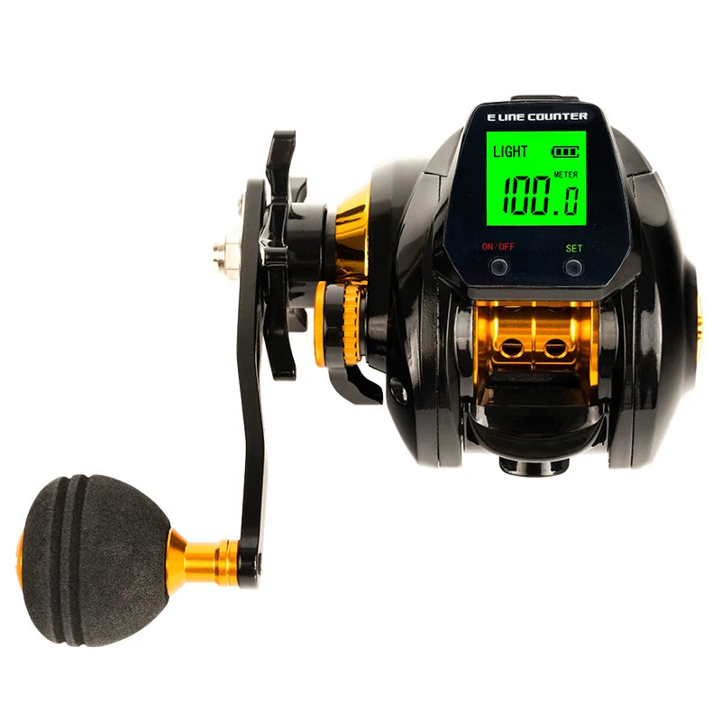 10kg high capacity saltwater fishing wheel large LED screen 7.2:1 high speed gear ratio combined alarm electronic counting reel