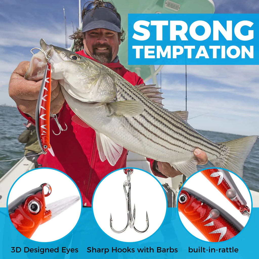 302Pcs Baits Fishing Lures Fishing Gear Lures Kit Multi-Lure Fishing Set for Fresh/Deep Water Bass Pesca