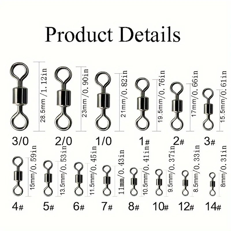100pcs Swivel Fishing Gear, Stainless Steel Gear, for Seawater and Freshwater Fishing