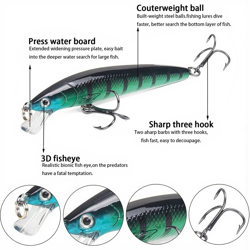10-Piece Sinking Minnow Lure Set