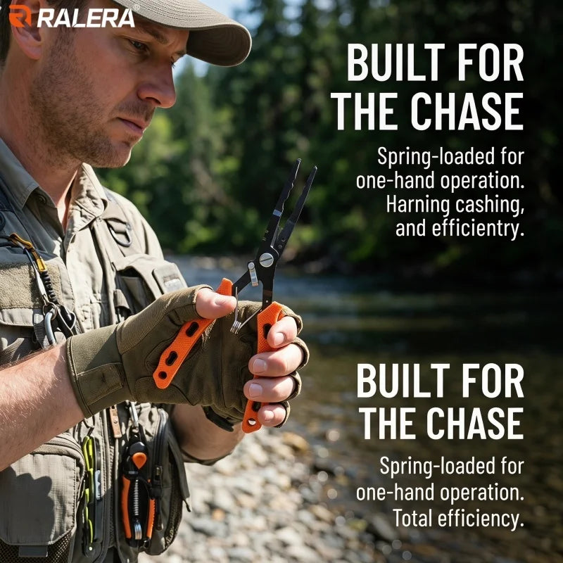 Lure Fishing Gear Equipment: Fish Gripper, Split Ring Fishing Pliers, Pliers Sheath, Retention Rope, Fishing Tackle Stuff Kit