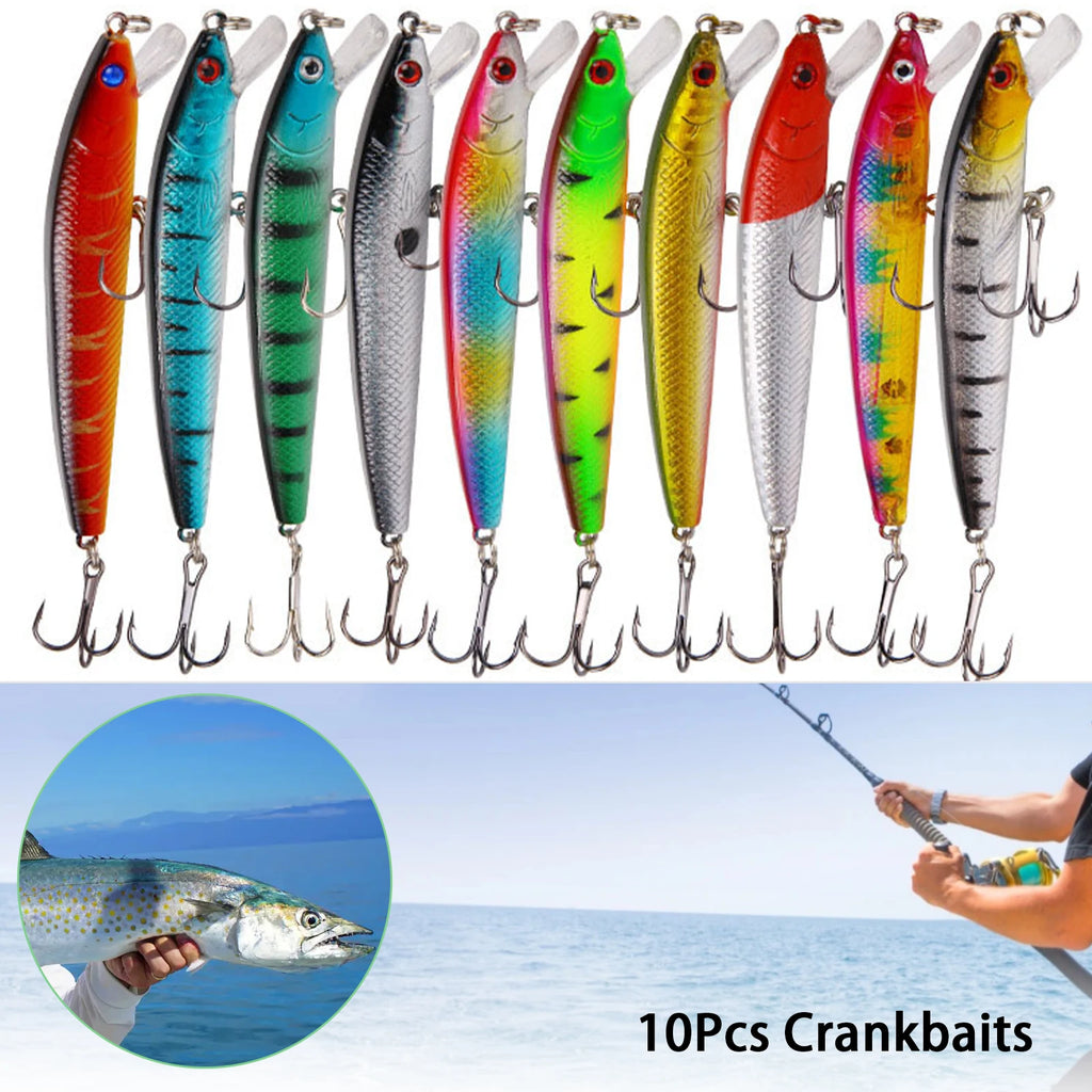 10-Piece Sinking Minnow Lure Set