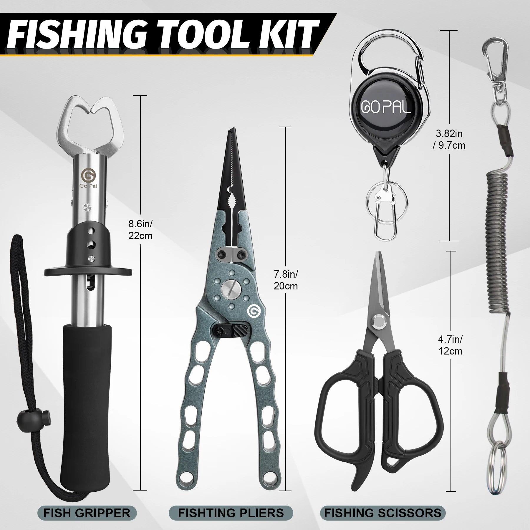 Fishing Tool Set Fishing Gear Fish Lip Gripper 12cm Fishing Scissors 20cm Fishing Pliers with Lanyard Fishing Tool Accessories