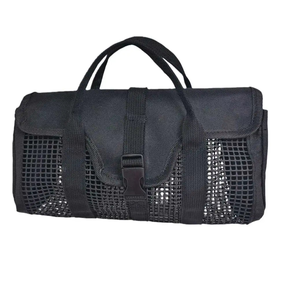 Heavy Duty Kayak Fishing Mesh Net Gear Bag Multi-Pool Tackle Organizer Storage Bag for Holds Fishing Pliers Reels Tools Lures