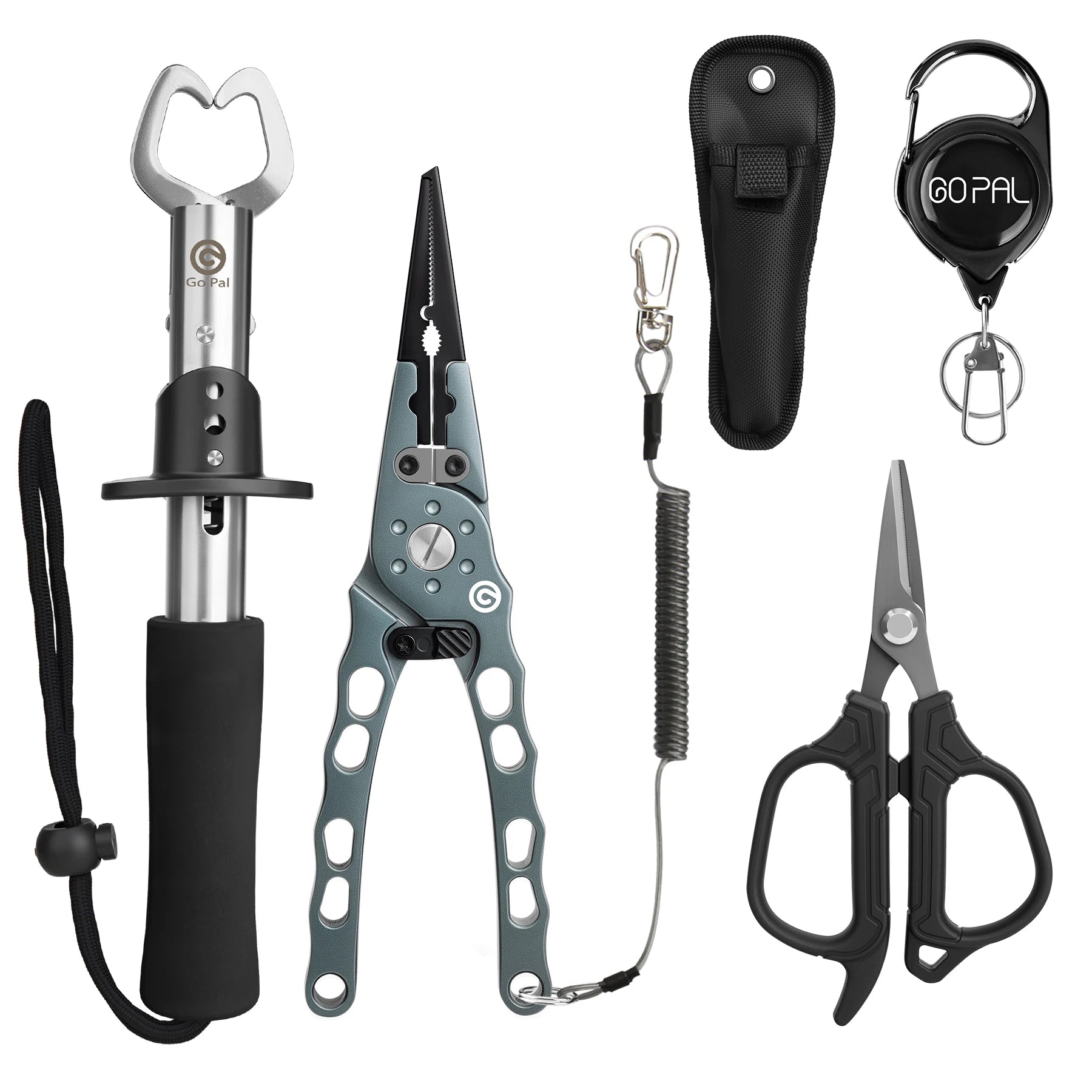 Fishing Tool Set Fishing Gear Fish Lip Gripper 12cm Fishing Scissors 20cm Fishing Pliers with Lanyard Fishing Tool Accessories