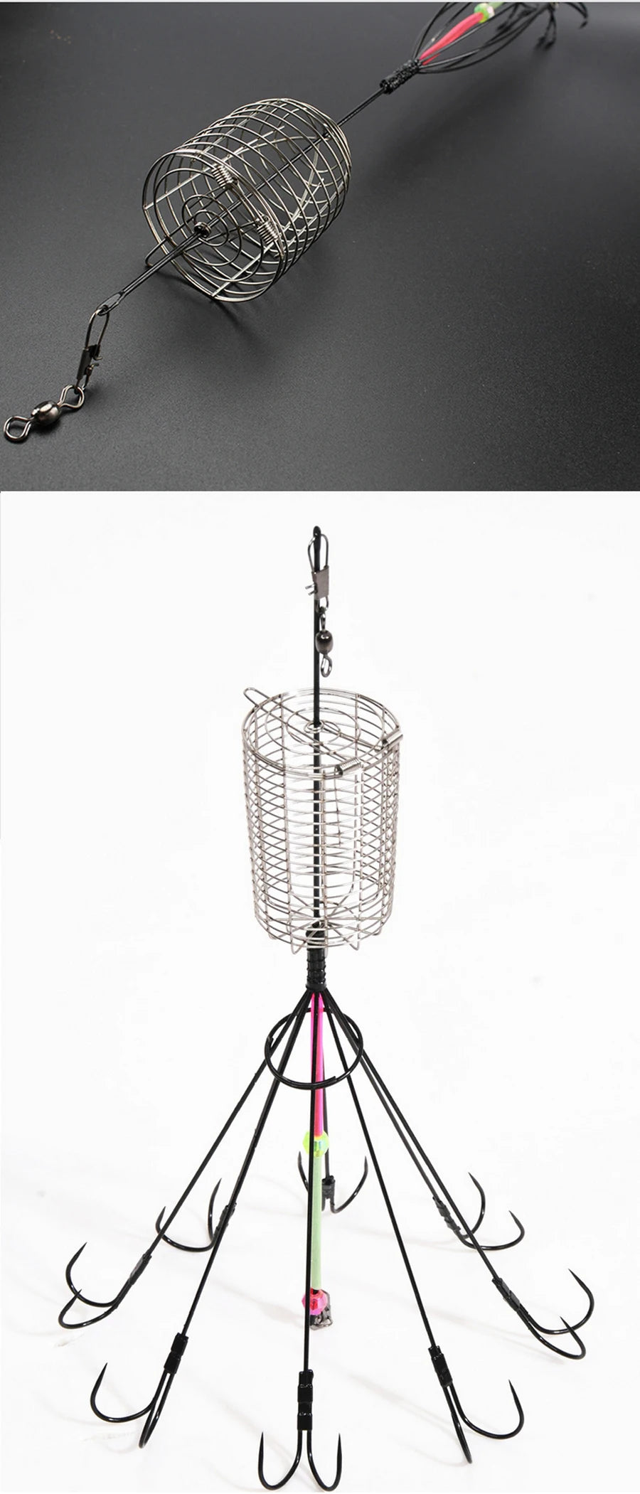 Fishing Accessories 8 Claw 16 Hooks Squid Bait Trap Cage Fishing Lure Cages Octopus Hook Trap Basket Fishing Gear Tools Tackle