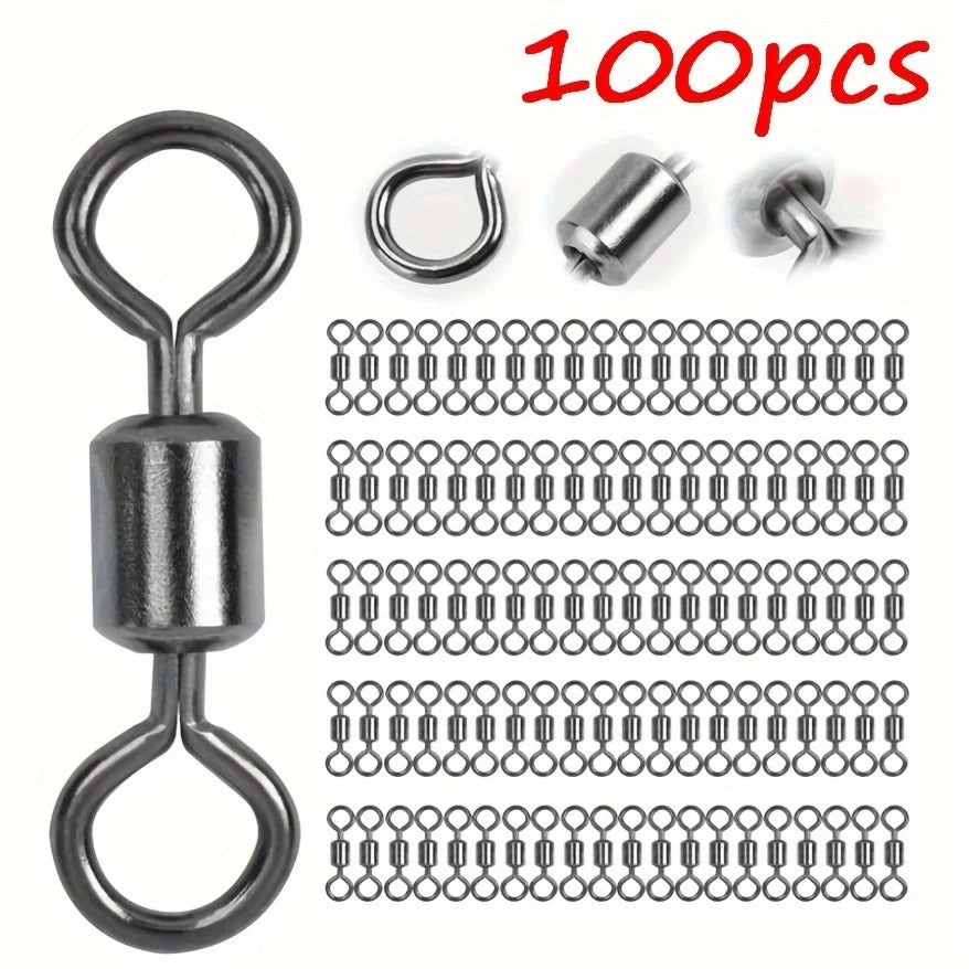 100pcs Swivel Fishing Gear, Stainless Steel Gear, for Seawater and Freshwater Fishing