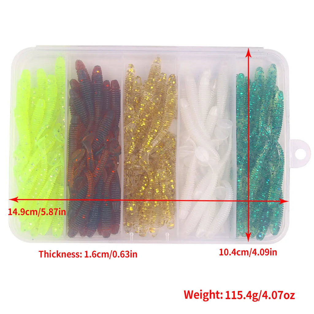 100-Piece Soft Worm Swimbait Kit