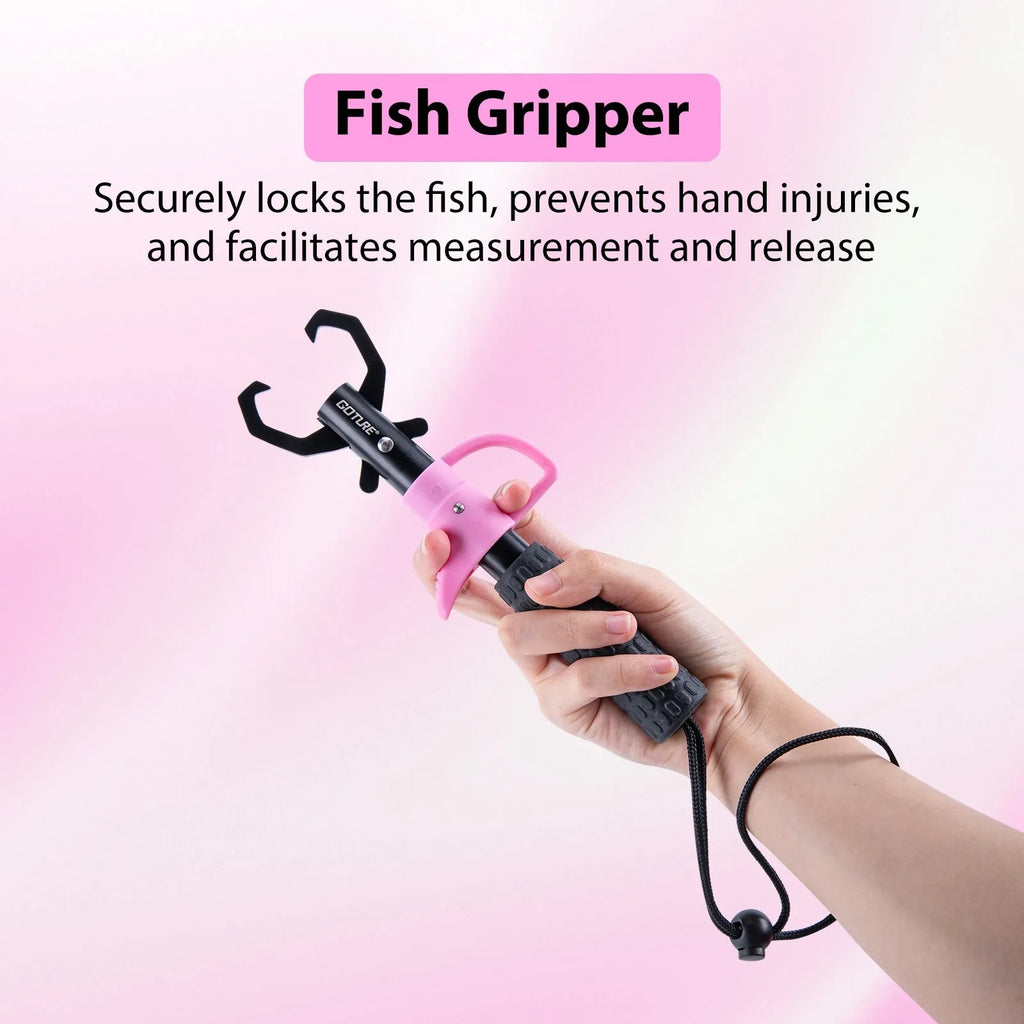 Goture 3Pcs Fishing Tool Kit Fish Lip Gripper + Fishing Pliers + Line Cutter Scissors Set for Anglers Fishing Gear